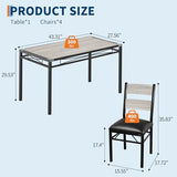 IDEALHOUSE Dining Table Set for 4, Dining Room Table Set for 4 with Corner Protector, Wood Kitchen Table and Chairs Set of 4 with Upholstered Chairs for, Kitchen Room, Apartment, Retro Gray IDEALHOUSE