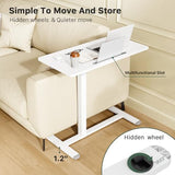 Gibbon Mounts Mobile Standing Desk, Pneumatic Adjustable Rolling Desk(31.5 Inches), Portable Laptop Desk with Wheels, Overbed Bedside Table Laptop Table for Couch, Home, Office, White Gibbon Mounts