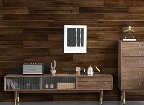 COLAMO 10 Black Walnut Peel and Stick Shiplap Boards for Wall,Adhesive Wall Wood Panels,Stick on RV Backsplash Rustic Weathered Reclaimed Wood Wall Paneling,Wood Planks for Accent Wall Living - WoodArtSupply