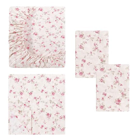Modern Threads Printed 3-Piece Extra Soft Bedding Sheets & Pillowcase Set, Deep Pocket up to 16 inch Mattress Kashmir Rose Twin Modern Threads