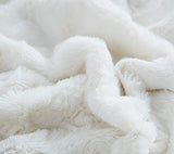 DaDa Bedding Luxury White Roses Fluffy and Cuddly Faux Fur with Sherpa Backside Fleece Cloud Throw Blanket - Super Soft Warm Plush Luxe Solid Toss for Sofa, Couch or Bed - 63" x 90" DaDa Bedding