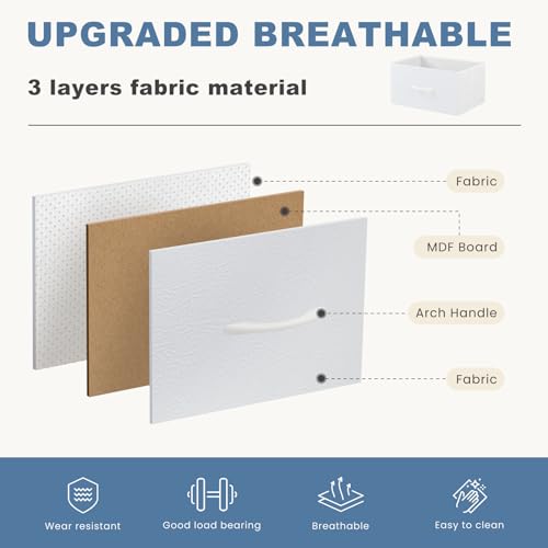 DUMOS Nightstand Small Dresser with 2 Fabric Drawers Side Tables Bedroom End Table Kids Bedside Storage Furniture for 20 inch Tall Night Stand for Closet, Entryway, College Dorm, White DUMOS