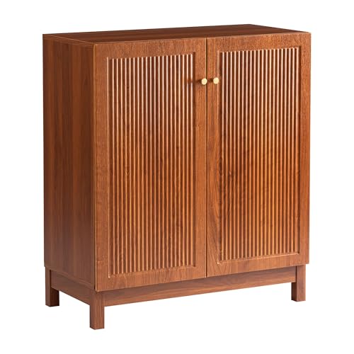 COSIEST 31.5" Fluted Sideboard Buffet Cabinet with Storage, Mid Century Modern Accent Cabinet with Adjustable Shelves, Solid Wood Legs, Multifunctional Console Table for Living Room, Kitchen, Entryway COSIEST