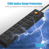 HHSOET Metal 16 Outlet Mountable Power Strip, Wall Mount Garage Workbench Socket, Gaming Table Surge Protector with 6 FT Power Cord.(Black) HHSOET