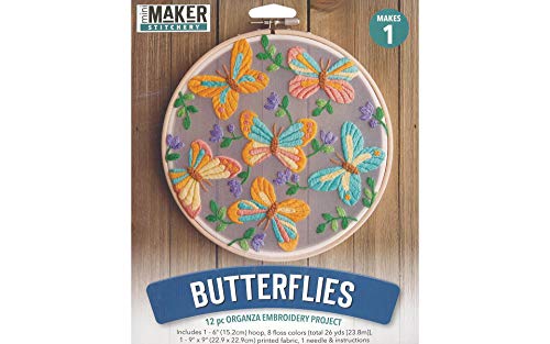 Leisure Arts Embroidery Kit 6" Butterfly - cross stitch kits for beginners - embroidery kit for beginners - embroidery kits for adults - embroidery kits for adults
