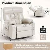 Comermax Rocking Recliner with Heat and Massage, Wide Seat Heated Massaging Reclining Chair for Home Theater, Faux Leather Manual Swivel Rocker Recliner Chair with Cup Holder for Adult, Beige