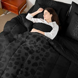 Queen Size Black Leopard Bedding Set 7 Pieces Bed in a Bag, Cheetah Bedding Set with Sheets All Season, Animal Print Bed Sets with Comforter, Fitted Sheets, Flat Sheets, Pillow Shams and Pillowcases Feelyou