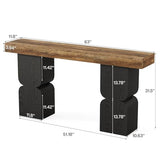 63-Inch Console Table, Heavy-Duty Look, Behind Couch Sofa Table, Color Blocking Design, Bold Structural Presence, Modern Entryway Furniture for Living Room, Hallway, Foyer, Brown + Black LITTLE TREE
