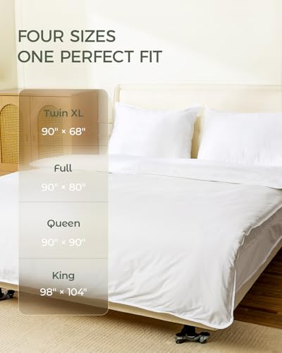 FAUNNA 100% Cotton Duvet Cover, Hypoallergenic Bed Bug Proof White Minimalist Comforter Cover Zipper,Featuring Antimicrobial Product Protection for Enhanced Freshness Breathable Duvet Protector(Full) FAUNNA