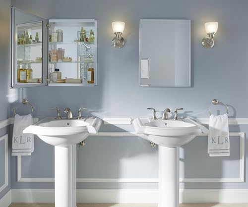 KOHLER K-CB-CLC2026FS Beveled Medicine Cabinet with Mirror Door & Adjustable Shelves, Rectangular Beveled Edge Frame, 20" x 26" KOHLER