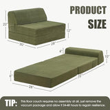 Kasunpul Folding Sofa Bed with Pillow, Memory Foam Fold Out Chair Bed, Convertible Sleeper Chair with Washable Cover, Futon Floor Couch for Living Room/Dorm/Guest Use/Home Office/Apartment, Green Kasunpul