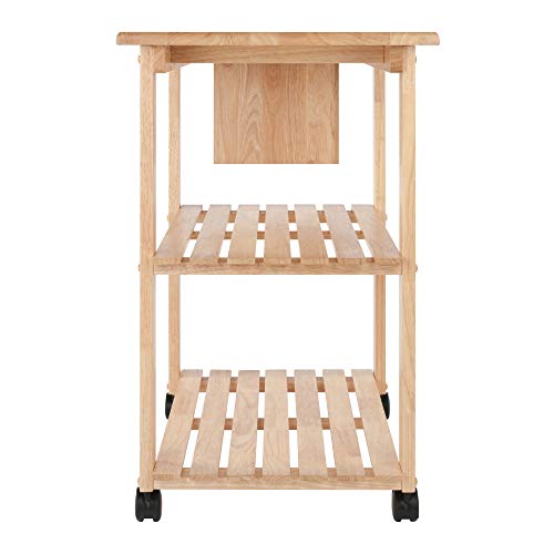 Winsome Wood Kitchen Cart With Cutting Board, Knife Block and Shelves, Beech - WoodArtSupply