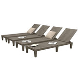 DWVO Outdoor Chaise Lounge, Pool Lounge Chair Set of 4 w/ 5-Level Backrest, Waterproof & Easy Assembly Patio Lounge Chair for Garden, Pool, and Beach (Taupe)