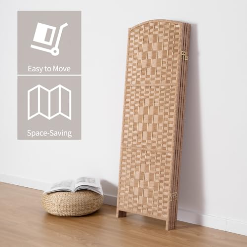 HALLYBEE Small Room Divider, Privacy Screen, Short Room Dividers and Folding Privacy Screens, Foldable Temperary Wall Partitions, 4 Panel Natural Space Separation Separator HALLYBEE