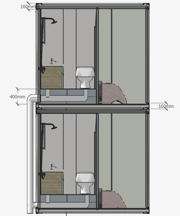 S.E.Q Double Story, Fully Equipped Bathroom, and Kitchen Tiny prefab Container House. Home with Glass sunroom and Stairs Free Water Heater (40 ft)