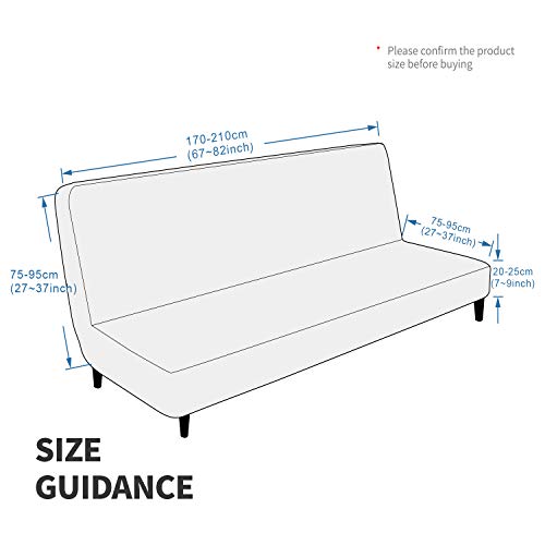 MAXIJIN Velvet Futon Cover Full Size Stretch Futon Mattress Cover Thick Soft Armless Sofa Bed Slipcover Plush Couch Furniture Protector with Elastic Bottom, Machine Washable (Gray) MAXIJIN