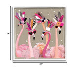 Stupell Industries Fancy Pants Flamingos, Design by Hammond Gower White Framed Wall Art, 24 x 24, Brown Stupell Industries