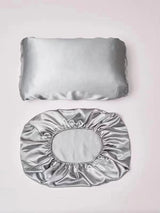 2 Packs Silk Satin Pillowcases for Hair and Skin. Decorative Luxurious Travel Elastic Band Satin Pillowcase. No Zipper, Folded Soft Blank Pillow Covers. Perfect for Travel and DIY Sublimation - Grey TornadoZ