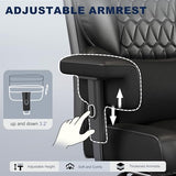 Misolant Big and Tall Office Chair with Footrest, High Back Executive Desk Chair with Adjustable Lift Armrest, 155°Recline，Lumbar Support Pillow, Faux Leather Gaming Chairs for Home or Office Black Misolant