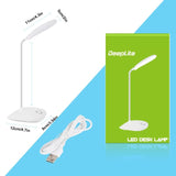 DEEPLITE LED Desk Lamp with Flexible Gooseneck 3 Level Brightness, Battery Operated Table Lamp 5W Touch Control,Compact Portable lamp for Dorm Study Office Bedroom,Eye-Caring and Energy Saving DEEPLITE