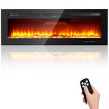 Takywep 50" Electric Fireplace Wall Mounted and Recessed with Remote Control, 750/1500W Ultra-Thin Wall Fireplace Heater W/Timer Adjustable Flame Color and Brightness, Log Set & Crystal Options Takywep