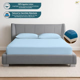Shreem Linen Super Single Waterbed Sheets, 4-Piece 100% Egyptian Cotton Attached Sheet Set with 15" Deep Pocket, Soft & Breathable Bedsheets for Water Beds, Light Blue Solid Shreem Linen