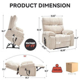Trygoal Dual Motor Power Lift Recliner Chair, 8 Positions Vibration Massage Recliner Chair, Chenille Fabric Recliner with Cup Holder, Vibration Massage and Lumbar Heating for Adults and Elderly, Beige Trygoal