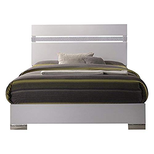 Acme Naima II Wooden King Panel Bed in White ACME Furniture