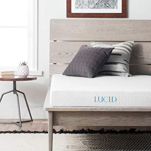 LUCID 5 Inch Gel Memory Foam Dual-Layered-CertiPUR-US Certified-Firm Feel Mattress, Twin, White