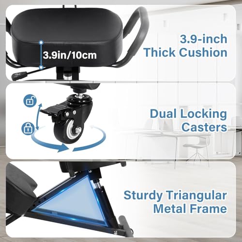 Ergonomic Kneeling Chair Height-Adjustable 32.2-36.2 in Postures Chairs with Lockable Wheels and Armrests Knee Chairs can Hold Up to 220 Lbs Kneeling Ergonomic Chair for Desk Home Meditation,Black Generic