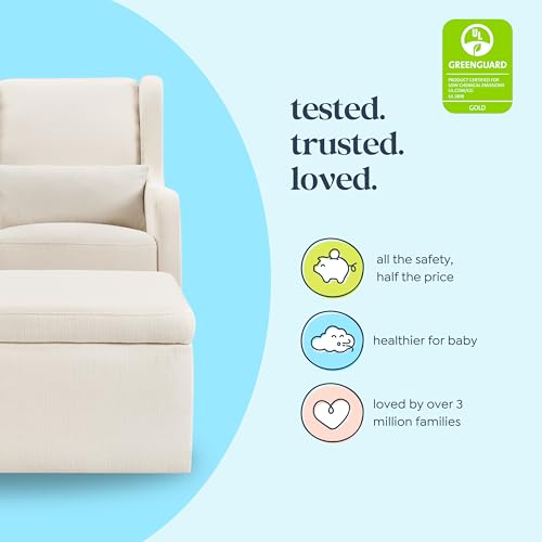 Carter's by daVinci Adrian 360° Swivel Glider Chair w/ Storage Ottoman - Water & Stain Resistant Rocking Chair Glider - GREENGUARD Gold & FSC Certified Glider Rocking Chair for Nursery & Living Room DaVinci