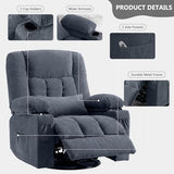 Swivel Rocker Recliner Chair with Vibration Massage and Heat Ergonomic Lounge Chair for Living Room with Rocking Function and Side Pocket, 2 Cup Holders, USB Charge Port