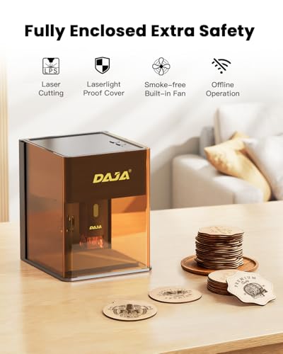 DAJA DJ6Pro Enclosed Laser Engraver Machine Desktop Laser Cutter with Rasiers support Lightburn for DIY beginner-friendly (10W) DAJA