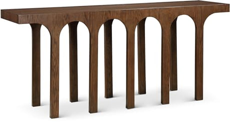 Meridian Furniture 99076Brown-T Westfield Collection Art Deco Console Table with Rich Brown Finish, Oak Veneer, Mixture of Solid Wood and MDF, 70" W x 18" D x 31" H, Brown Meridian Furniture