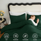 CozyLux Dark Emerald Green Full Size Comforter Set, 3 Pieces Solid Breathable Quilted Bedding Sets, Luxury Fluffy Soft Bed Set with Down Alternative Comforter All Season (1 Comforter & 2 Pillowcases) CozyLux