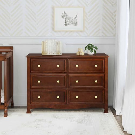 DaVinci Kalani 6-Drawer Baby Dresser for Nursery - Wooden Double Chest of Drawers for Kids, Boys and Girls - Multi-Purpose Storage Espresso Dresser for Bedroom, Living Room & Hallway, Easy to Assemble DaVinci