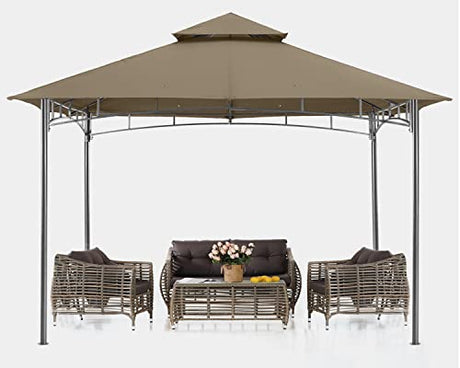 ABCCANOPY Gazebos for Patios 8x8 - Outdoor Steel Frame Gazebo for Lawn Backyard Garden Deck (Khaki) ABCCANOPY