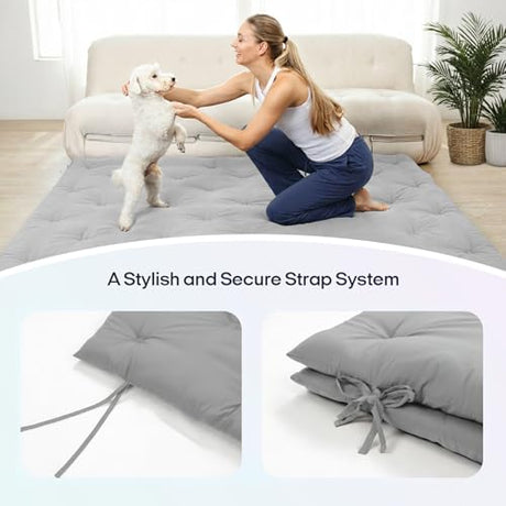 Syrinx Water Resistant Japanese Futon Mattress, Twin Size 75"x39", 2.5 Inch Thick Japanese Floor Mattress Tatami Mat, Foldable Floor Bed Sleeping Pad for Dormitory Guest Room Camping Syrinx