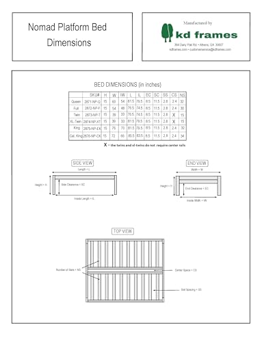 KD Frames Nomad Platform Bed - Cal King - Unfinished Natural Hardwood - Minimalist Swedish Design - Easy Assembly, No Box Spring Needed - Solid Wood Rectangular Bed Frame KD Frames