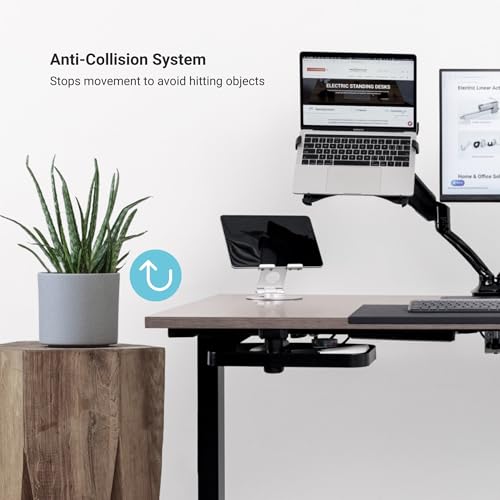 Progressive Desk Stand Up Height Adjustable Electric Standing Desk - 48" x 30" with Dual Motor, 3 Stages Sit Stand Table - Gray Oak, Black Frame Progressive Desk