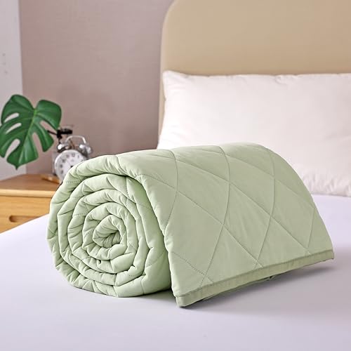 EVOLIVE Elastane Diamind Quilted All Season Light Weight Single Reversible Cooling Quilt/Comforter (Green, Twin) EVOLIVE