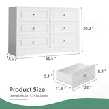 Shintenchi Dresser for Bedroom with 6 Drawers,Double Dresser & Chest of Drawers Wooden Organizer with Metal Handle, Storage TV Stand for Living Room,White Shintenchi