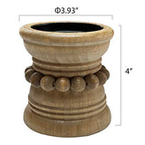 dwellington Farmhouse Rustic Wood Pillar Candle Holder for Pillar Candles, Decorative Beaded Candlestick Holder Stand for Home Décor, Gifts, Wedding (Natural) dwellington