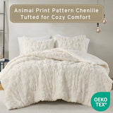 Intelligent Design Twin Comforter Set Chenille Tufted Animal Print Pattern Comforters Twin Size, All Season Fluffy Bedding Soft Microfiber Reverse, Larissa, Twin/Twin XL Off-White 2 Piece Intelligent Design