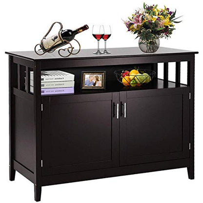 Costzon Buffet Cabinet, Wooden Sideboard with 2 Doors, Adjustable Shelf, Accent Coffee Bar Cabinet, Kitchen Storage Cabinet for Living Room, Dining Room, Hallway - WoodArtSupply