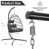 NICESOUL® Egg Chair Indoor Outdoor Patio Wicker Hanging Egg Chair Swing Egg Basket Chairs with Stand UV Resistant Cushions 350lbs Capacity for Outside Backyard Balcony Xmas Gift NICESOUL
