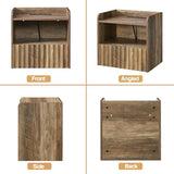 BuildHom Modern Fluted Floating Nightstand Wall Mounted Set of 2- Bedside Table with Storage Drawer & Display Shelf, Minimalist Bedroom Furniture for Studio Apartments(Rustic Brown) BuildHom