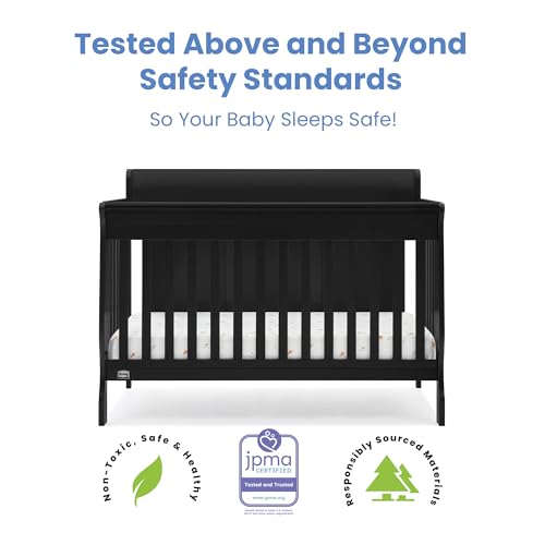 Delta Children Simmons Kids Carter 6-in-1 Convertible Crib - Greenguard Gold Certified, Black Ebony