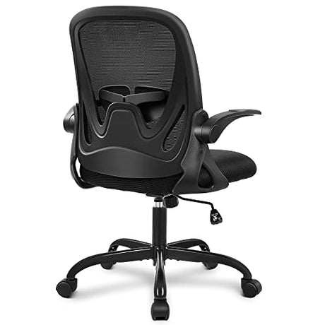 Primy Office Chair Ergonomic Desk Chair with Flip up Armrests Swivel Breathable Desk Mesh Computer Chair with Adjustable Lumbar Support and Height for Conference Room (Black) Primy