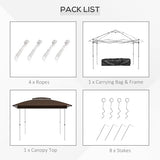 Outsunny 12' x 12' Pop Up Canopy Tent with Netting and Carry Bag, Instant Sun Shelter with 137 sq.ft Shade, Tents for Parties, Height Adjustable, for Outdoor, Garden, Patio, Dark Brown Outsunny